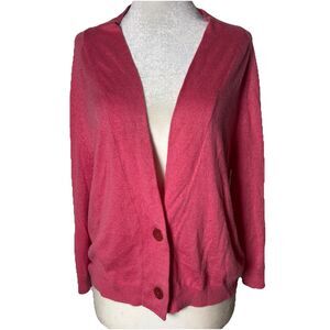 Chico’s Pink Silk Blend Angora Cardigan Women’s SZ 0 Open Front 2 Button Sweater